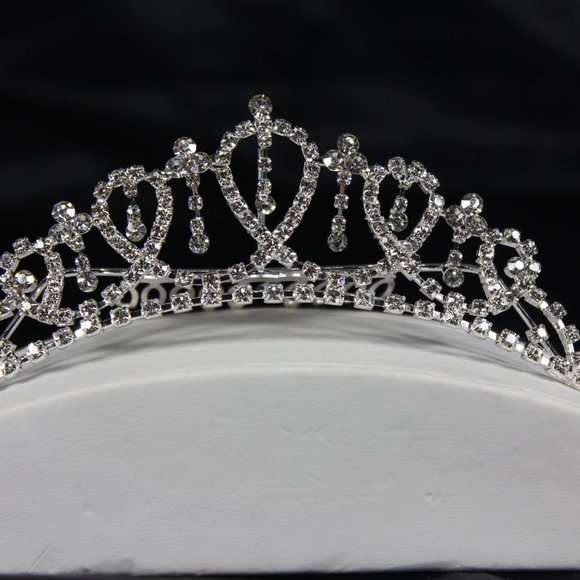 Silver and Crystal Medium Size Tiara Crown-TIA17 - Picture 1 of 4